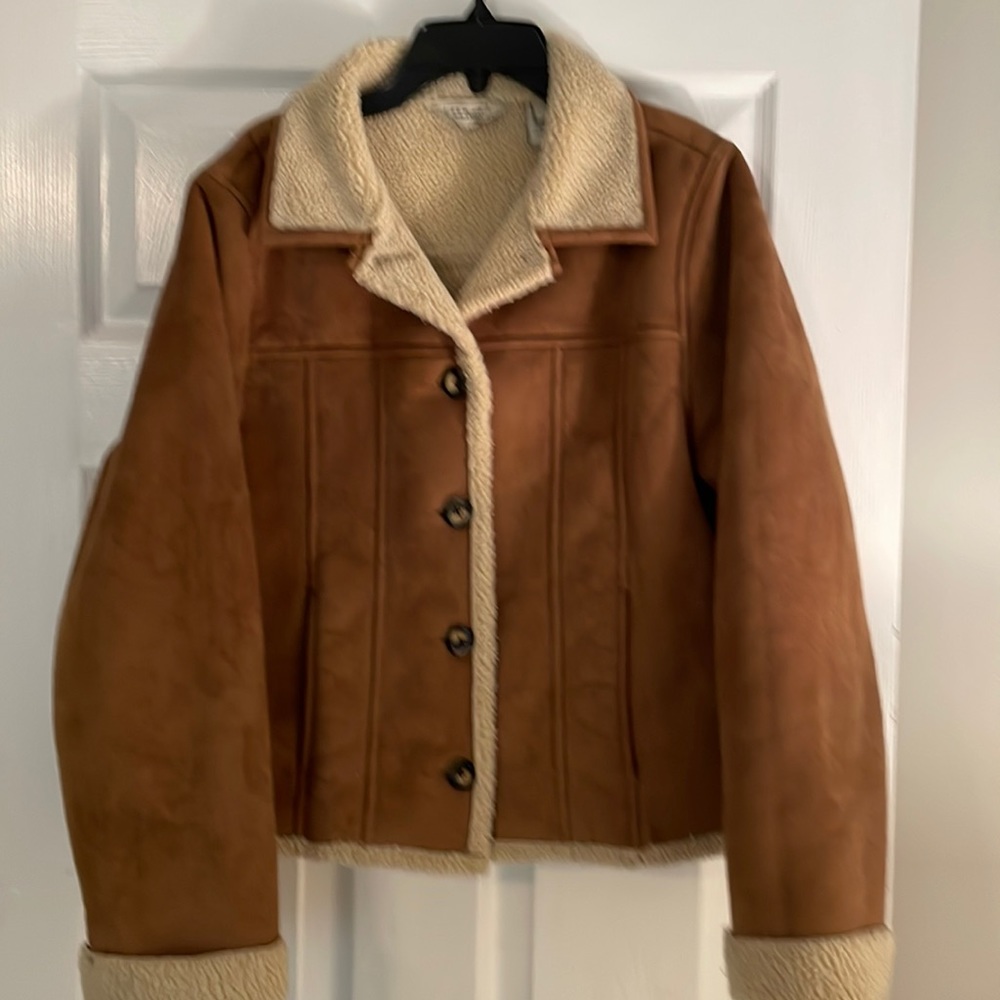 L.L. Bean Vintage Suede Sherpa Waist Length Jacket/Coat Sz Small Exc Cond!